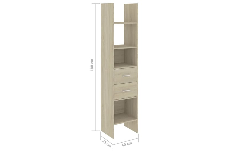 Bokhylla sonoma-ek 40x35x180 cm spånskiva - Brun - Förvaring - Hylla - Bokhylla