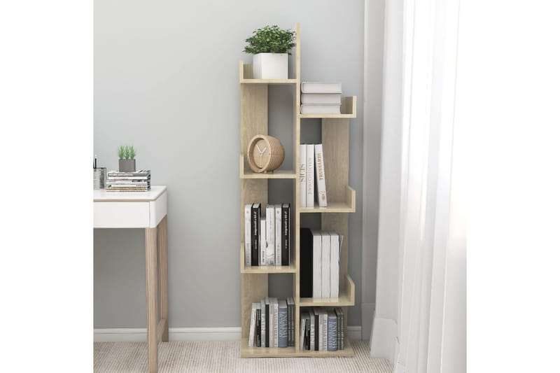 Bokhylla sonoma-ek 48x25,5x140 cm spånskiva - Brun - Förvaring - Hylla - Bokhylla