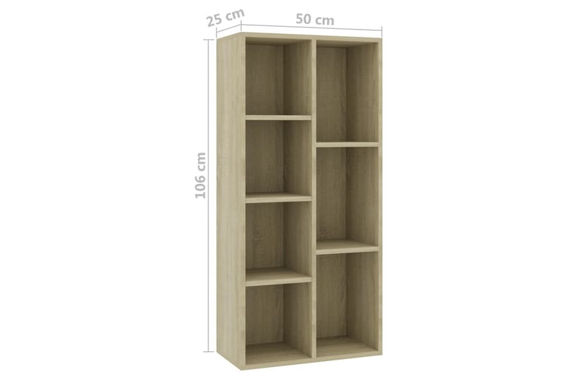 Bokhylla sonoma-ek 50x25x106 cm spånskiva - Brun - Förvaring - Hylla - Bokhylla