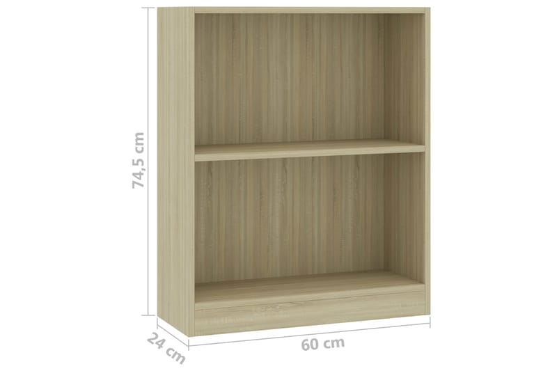 Bokhylla sonoma-ek 60x24x74,5 cm spånskiva - Brun - Förvaring - Hylla - Bokhylla