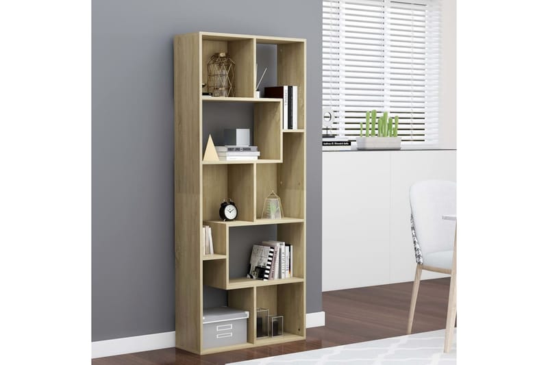 Bokhylla sonoma-ek 67x24x161 cm spånskiva - Brun - Förvaring - Hylla - Bokhylla