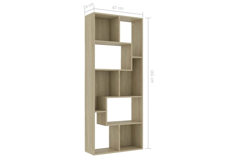 Bokhylla sonoma-ek 67x24x161 cm spånskiva - Brun - Förvaring - Hylla - Bokhylla