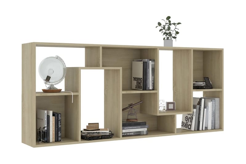 Bokhylla sonoma-ek 67x24x161 cm spånskiva - Brun - Förvaring - Hylla - Bokhylla