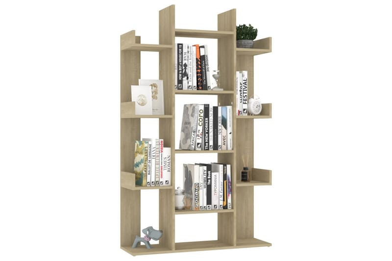Bokhylla sonoma-ek 86x25,5x140 cm spånskiva - Brun - Förvaring - Hylla - Bokhylla