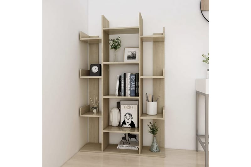 Bokhylla sonoma-ek 86x25,5x140 cm spånskiva - Brun - Förvaring - Hylla - Bokhylla