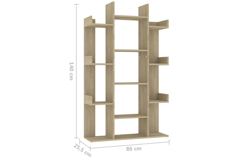 Bokhylla sonoma-ek 86x25,5x140 cm spånskiva - Brun - Förvaring - Hylla - Bokhylla