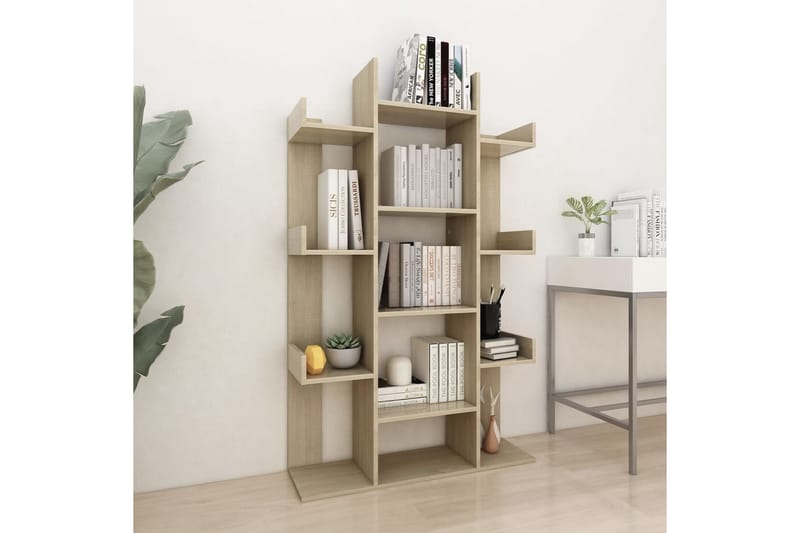 Bokhylla sonoma-ek 86x25,5x140 cm spånskiva - Brun - Förvaring - Hylla - Bokhylla