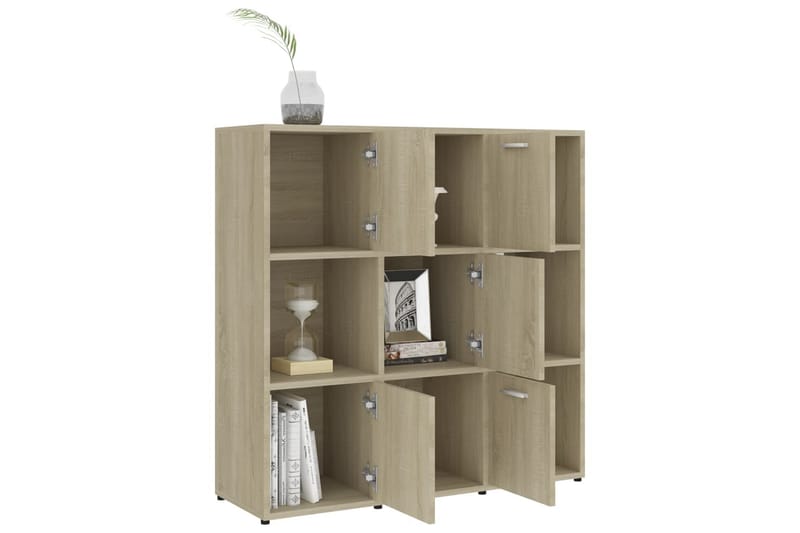 Bokhylla sonoma-ek 90x30x90 cm spånskiva - Brun - Förvaring - Hylla - Bokhylla