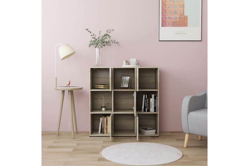 Bokhylla sonoma-ek 90x30x90 cm spånskiva - Brun - Förvaring - Hylla - Bokhylla