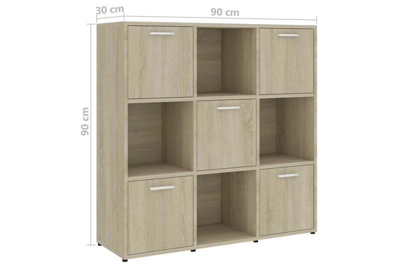 Bokhylla sonoma-ek 90x30x90 cm spånskiva - Brun - Förvaring - Hylla - Bokhylla