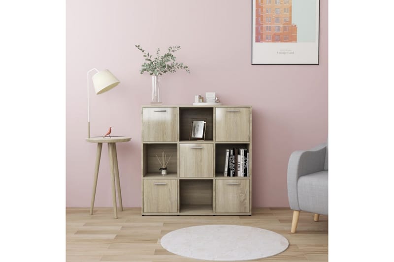 Bokhylla sonoma-ek 90x30x90 cm spånskiva - Brun - Förvaring - Hylla - Bokhylla