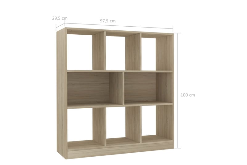 Bokhylla sonoma-ek 97,5x29,5x100 cm spånskiva - Brun - Förvaring - Hylla - Bokhylla