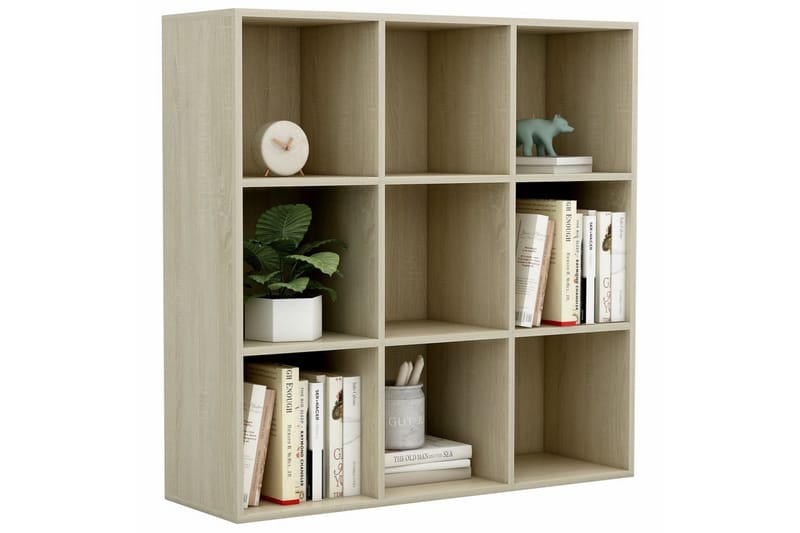 Bokhylla sonoma-ek 98x30x98 cm spånskiva - Brun - Förvaring - Hylla - Bokhylla