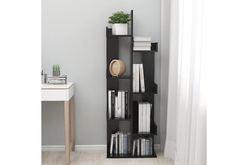 Bokhylla svart 48x25,5x140 cm spånskiva - Svart - Förvaring - Hylla - Bokhylla