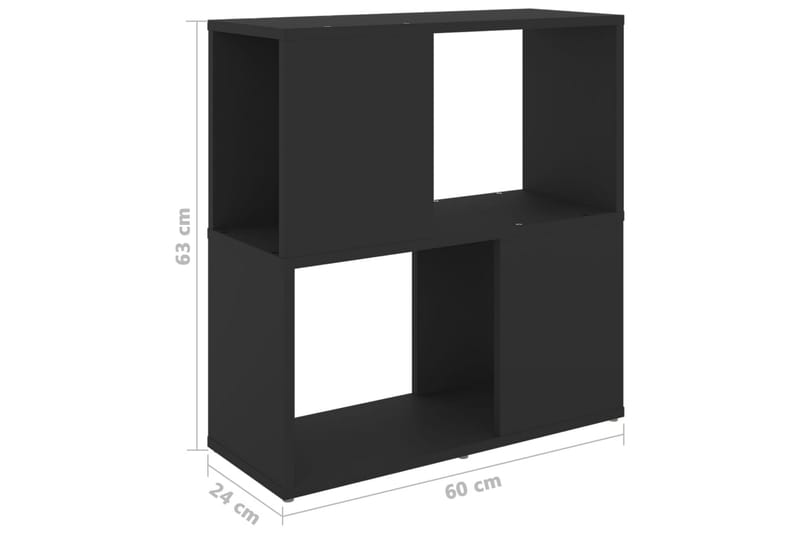 Bokhylla svart 60x24x63 cm spånskiva - Svart - Bokhylla