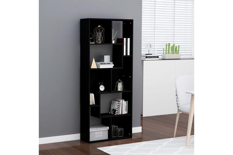 Bokhylla svart 67x24x161 cm spånskiva - Svart - Förvaring - Hylla - Bokhylla