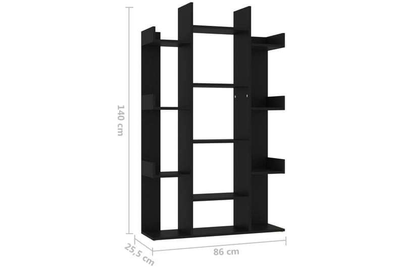 Bokhylla svart 86x25,5x140 cm spånskiva - Svart - Bokhylla