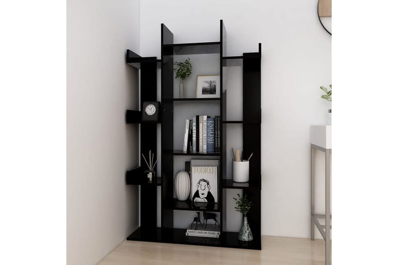 Bokhylla svart 86x25,5x140 cm spånskiva - Svart - Förvaring - Hylla - Bokhylla