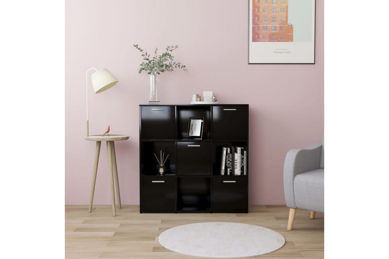 Bokhylla svart 90x30x90 cm spånskiva - Svart - Förvaring - Hylla - Bokhylla