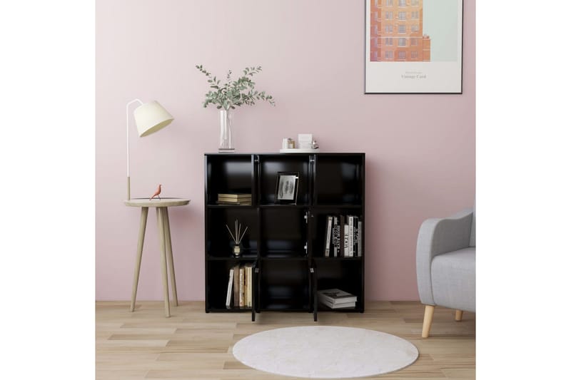 Bokhylla svart 90x30x90 cm spånskiva - Svart - Förvaring - Hylla - Bokhylla