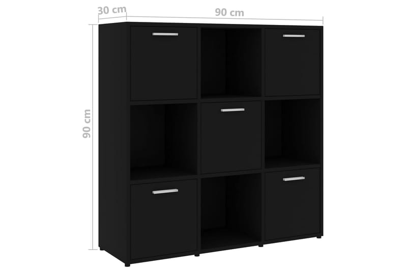 Bokhylla svart 90x30x90 cm spånskiva - Svart - Förvaring - Hylla - Bokhylla