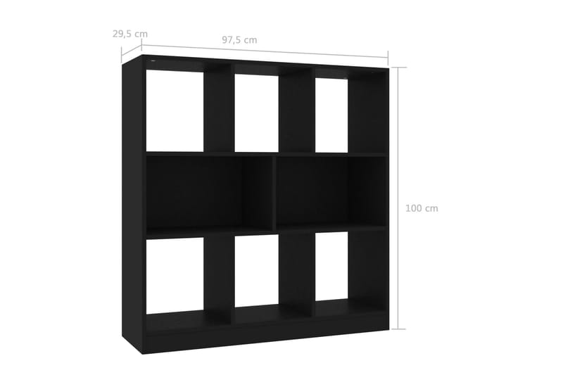 Bokhylla svart 97,5x29,5x100 cm spånskiva - Svart - Förvaring - Hylla - Bokhylla
