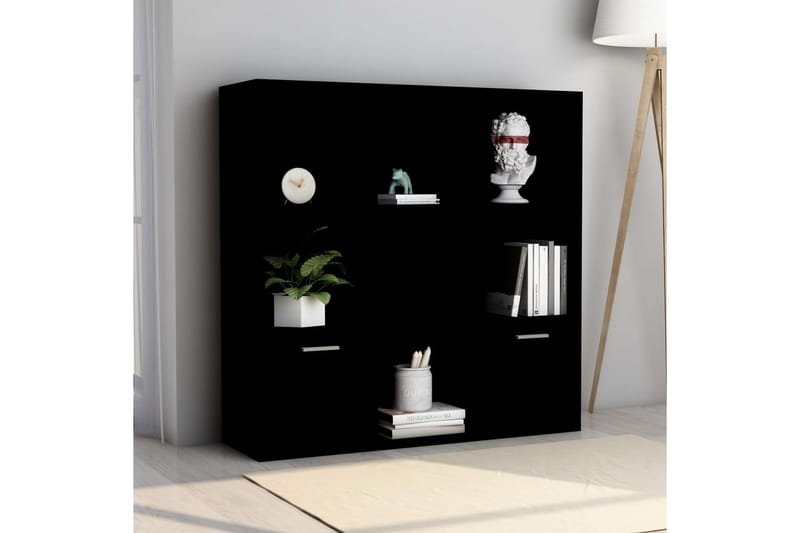 Bokhylla svart 98x30x98 cm spånskiva - Svart - Förvaring - Hylla - Bokhylla