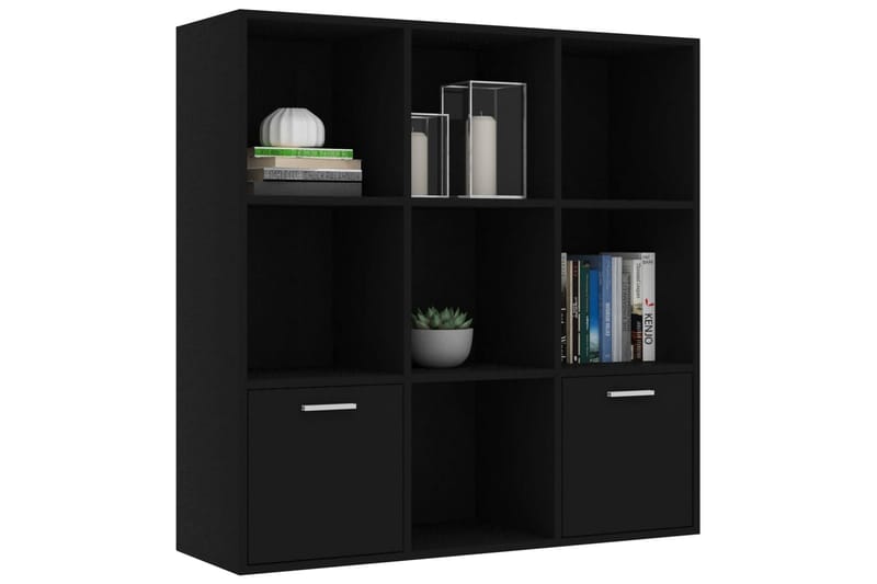 Bokhylla svart 98x30x98 cm spånskiva - Svart - Förvaring - Hylla - Bokhylla