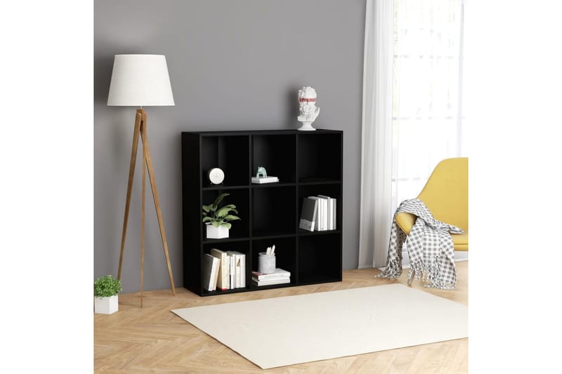 Bokhylla svart 98x30x98 cm spånskiva - Svart - Förvaring - Hylla - Bokhylla
