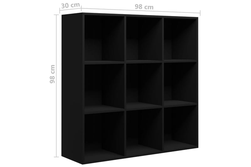 Bokhylla svart 98x30x98 cm spånskiva - Svart - Förvaring - Hylla - Bokhylla