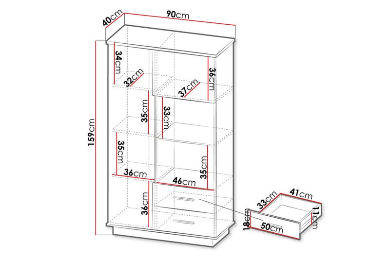 Bokhylla - Svart|Ek - Förvaring - Hylla - Bokhylla