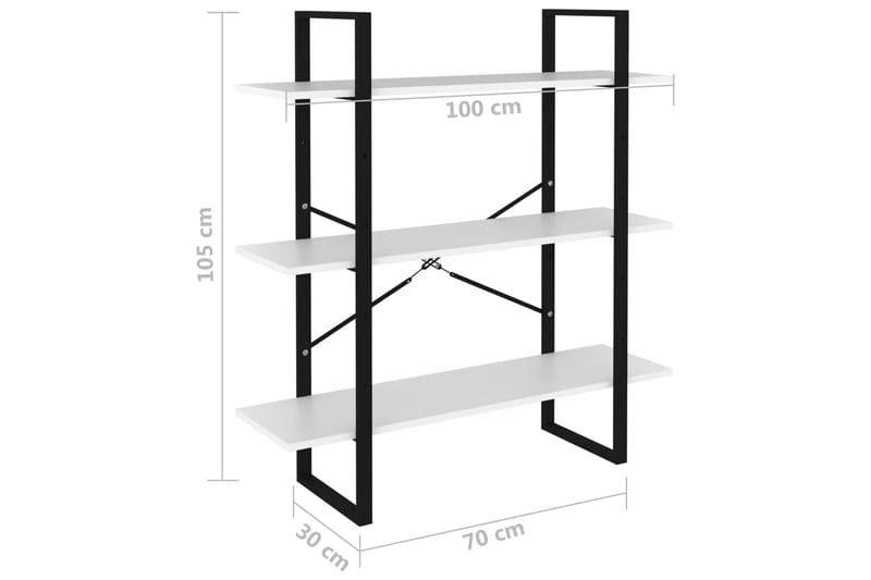 Bokhylla vit 100x30x105 cm spånskiva - Vit - Bokhylla