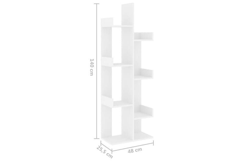 Bokhylla vit 48x25,5x140 cm spånskiva - Vit - Förvaring - Hylla - Bokhylla