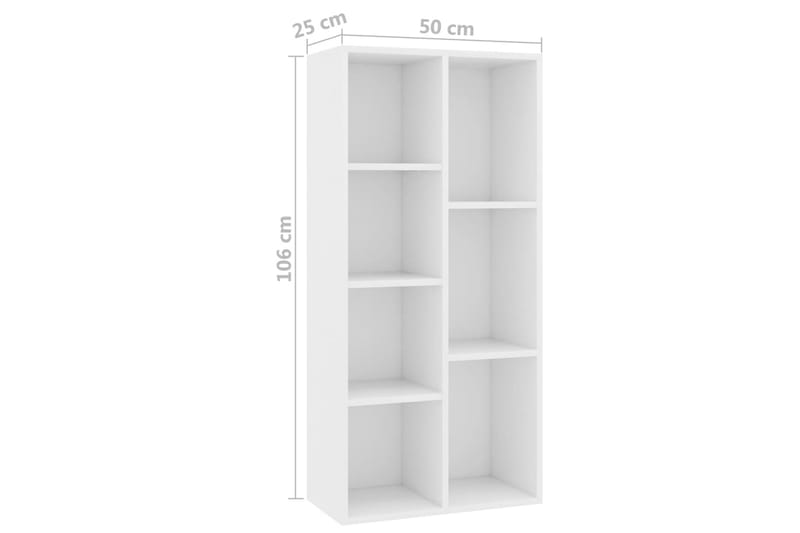 Bokhylla vit 50x25x106 cm spånskiva - Vit - Förvaring - Hylla - Bokhylla