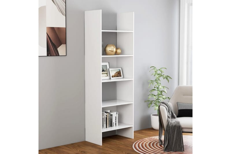Bokhylla vit 60x35x180 cm spånskiva - Vit - Förvaring - Hylla - Bokhylla