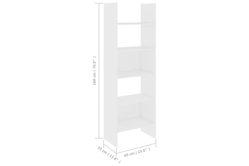 Bokhylla vit 60x35x180 cm spånskiva - Vit - Förvaring - Hylla - Bokhylla