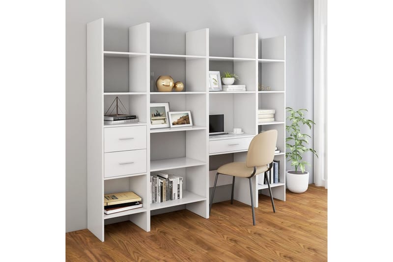 Bokhylla vit 60x35x180 cm spånskiva - Vit - Förvaring - Hylla - Bokhylla