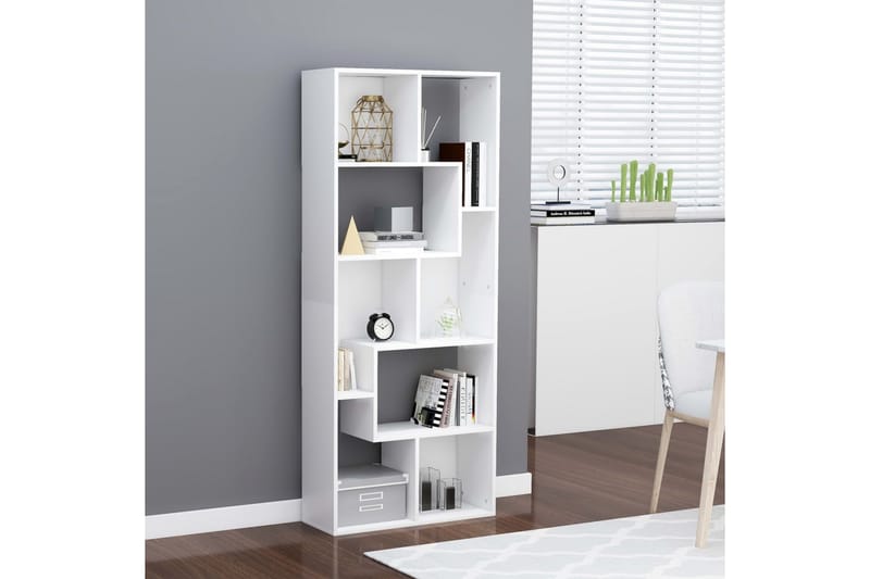 Bokhylla vit 67x24x161 cm spånskiva - Vit - Förvaring - Hylla - Bokhylla