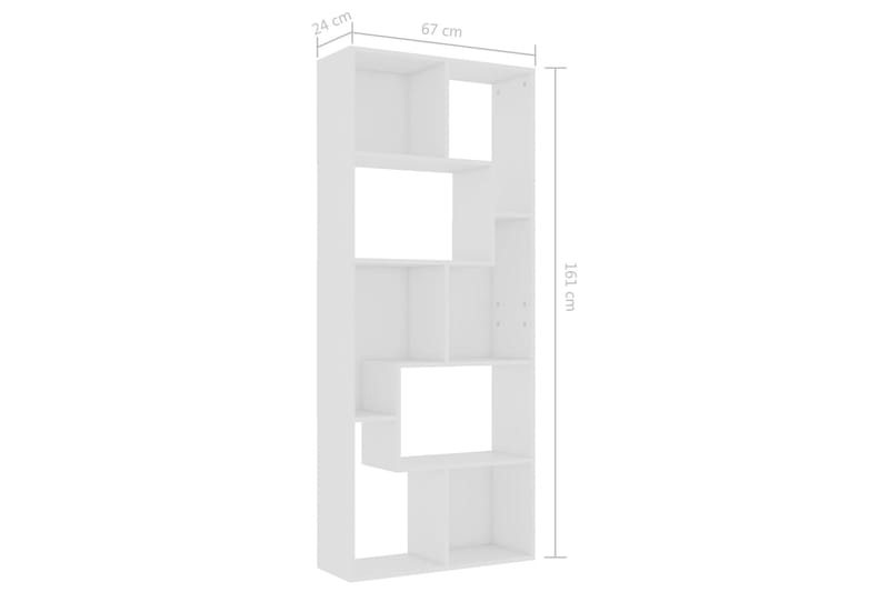 Bokhylla vit 67x24x161 cm spånskiva - Vit - Bokhylla