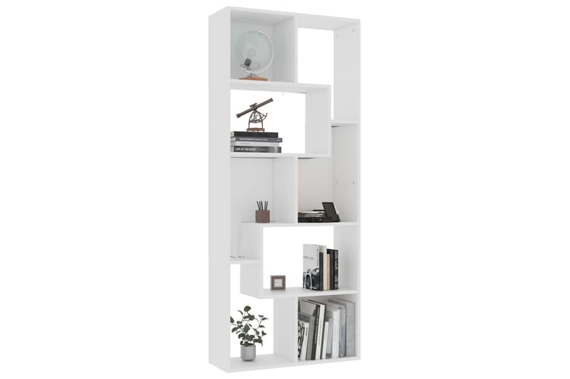 Bokhylla vit 67x24x161 cm spånskiva - Vit - Förvaring - Hylla - Bokhylla