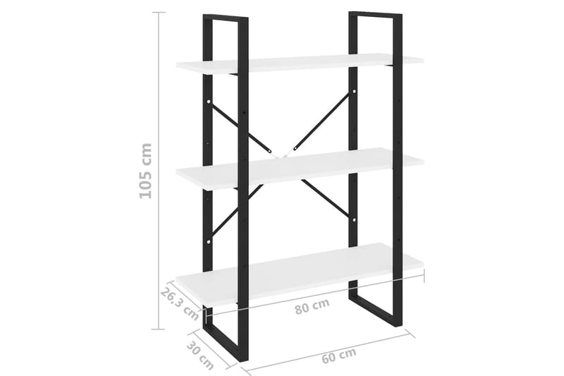 Bokhylla vit 80x30x105 cm spånskiva - Svart - Bokhylla