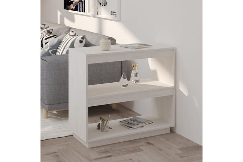 Bokhylla vit 80x35x71 cm massiv furu - Vit - Förvaring - Hylla - Bokhylla