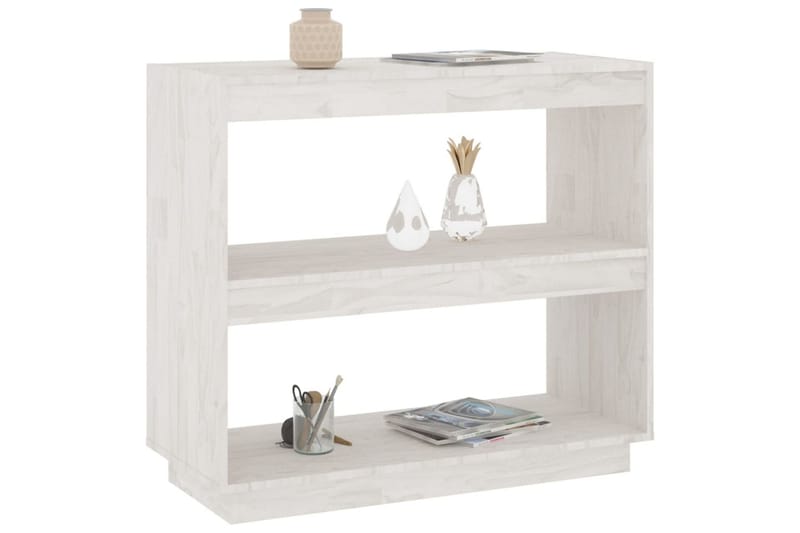 Bokhylla vit 80x35x71 cm massiv furu - Vit - Förvaring - Hylla - Bokhylla