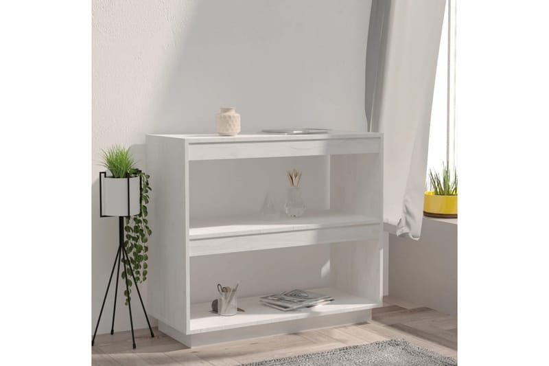 Bokhylla vit 80x35x71 cm massiv furu - Vit - Förvaring - Hylla - Bokhylla