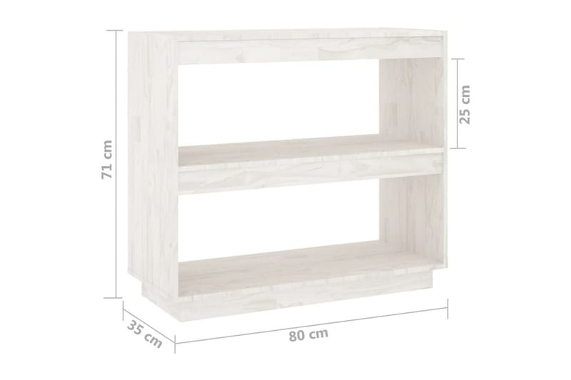 Bokhylla vit 80x35x71 cm massiv furu - Vit - Förvaring - Hylla - Bokhylla