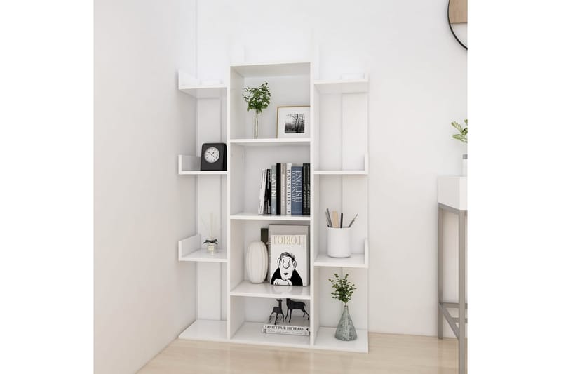 Bokhylla vit 86x25,5x140 cm spånskiva - Vit - Förvaring - Hylla - Bokhylla