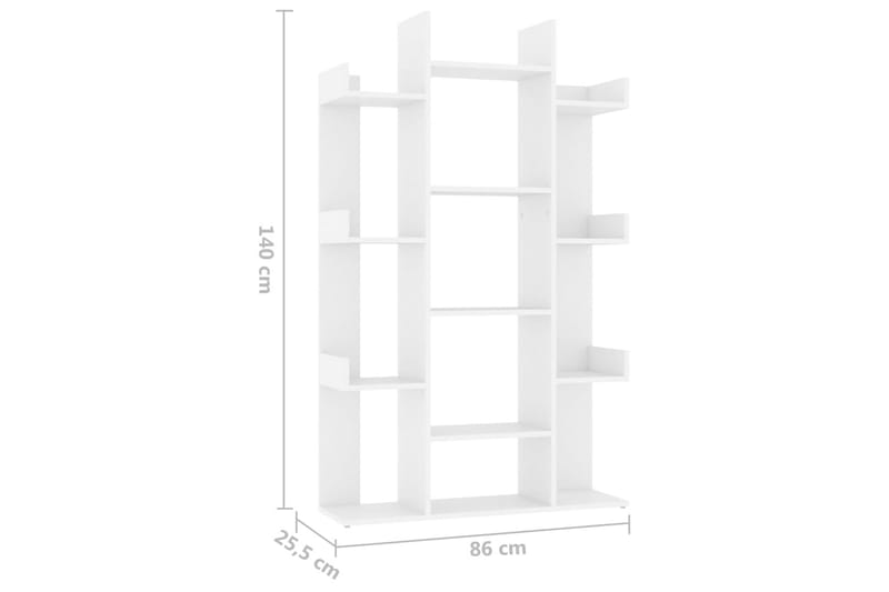 Bokhylla vit 86x25,5x140 cm spånskiva - Vit - Förvaring - Hylla - Bokhylla