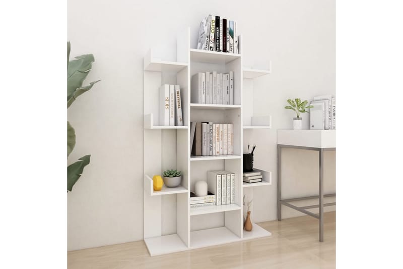 Bokhylla vit 86x25,5x140 cm spånskiva - Vit - Förvaring - Hylla - Bokhylla