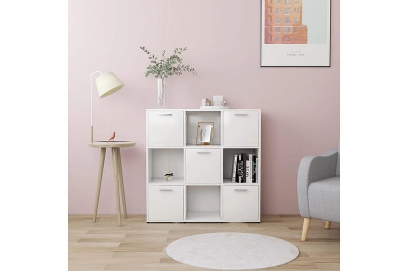 Bokhylla vit 90x30x90 cm spånskiva - Vit - Förvaring - Hylla - Bokhylla