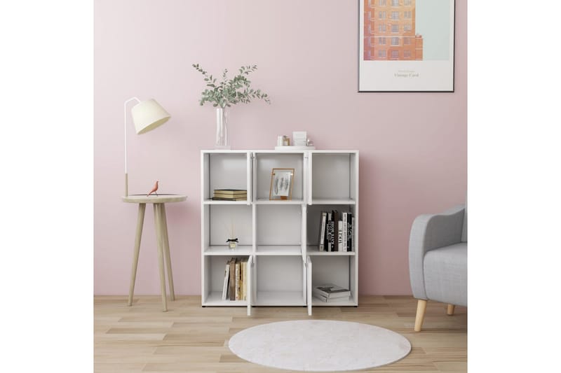 Bokhylla vit 90x30x90 cm spånskiva - Vit - Förvaring - Hylla - Bokhylla